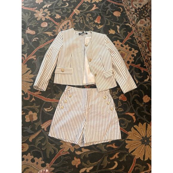 Zara Striped Short Suit Quiet Luxury Sailor Core Jacket S Shorts Med Sailorcore - Picture 3 of 6